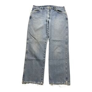 Vintage Wrangler Jeans Mens Actual 35x28.5 Light Wash Straight Denim distress